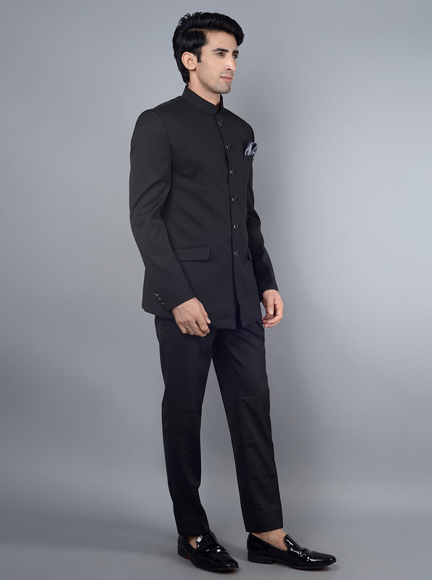 Black Linen Bandhgala Suit – Karan Moin